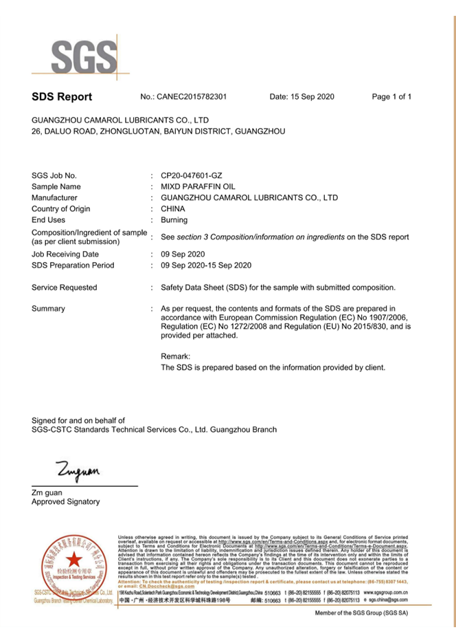 SGS certificate